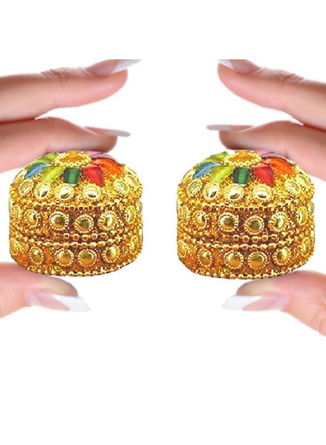 santarms kumkum box handcrafted sindoor refilable for married women shadi ka gift puja sindur shringar dani dabbi beautiful gifting moti dibbi fancy decoration (PACK OF 2) - Image 1