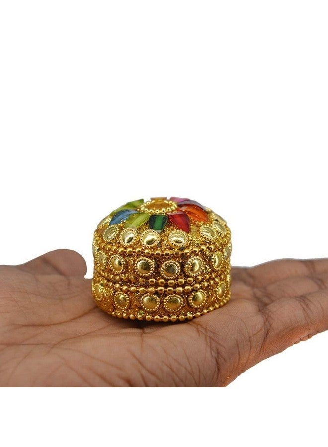 santarms kumkum box handcrafted sindoor refilable for married women shadi ka gift puja sindur shringar dani dabbi beautiful gifting moti dibbi fancy decoration (PACK OF 2) - Image 3