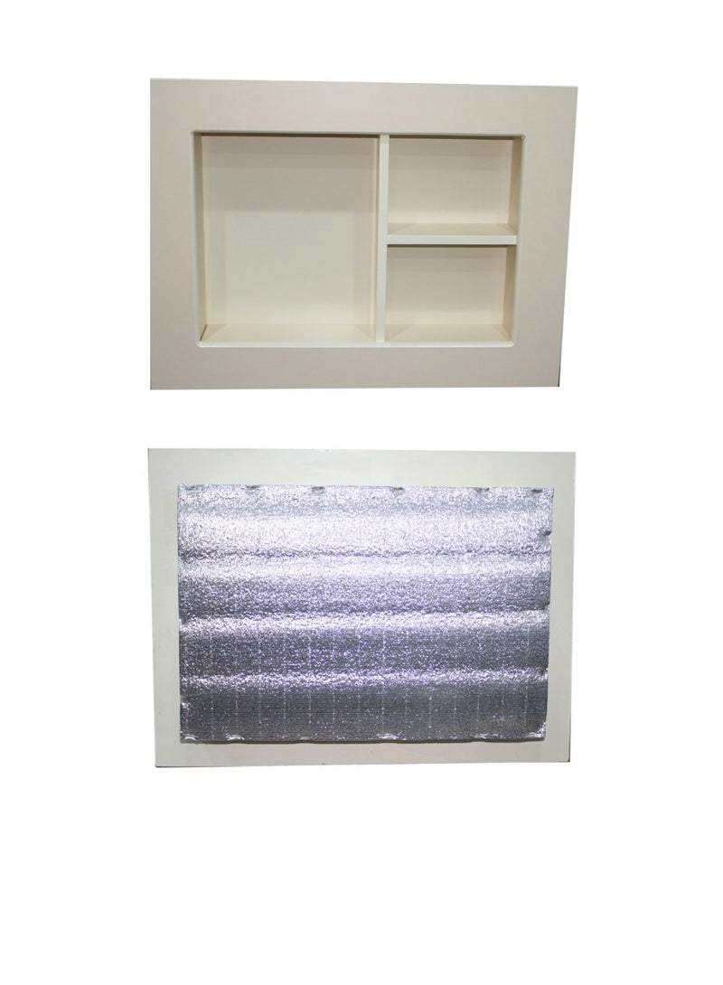 Decorative window air conditioner cover to cover the wall, made of wood, Beige color - Image 1