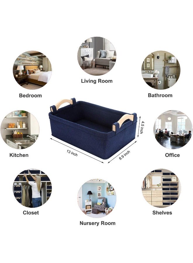 KWLET Rectangle Navy Blue Soft Decorative Nursery storage basket Bins for Books Magazines Album Dog Toys Bra Socks Storage Bins Baskets - Image 4