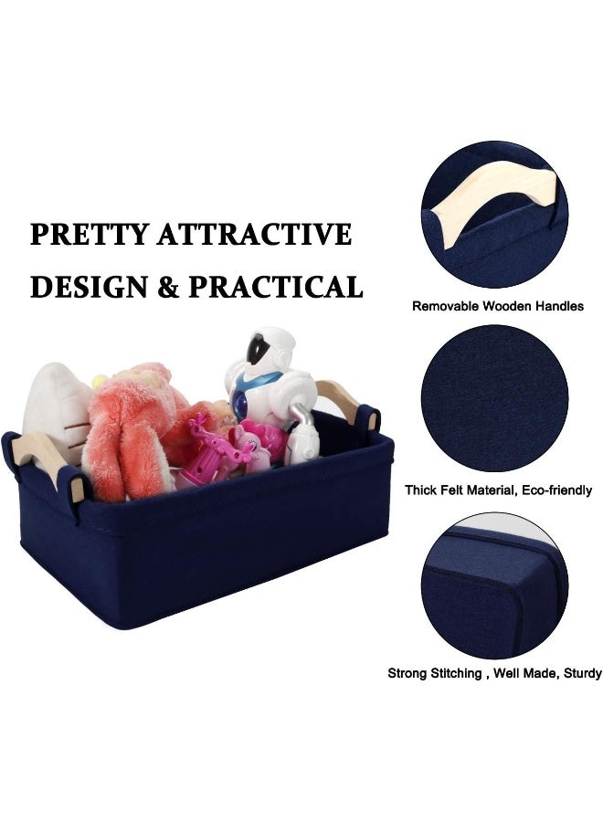 KWLET Rectangle Navy Blue Soft Decorative Nursery storage basket Bins for Books Magazines Album Dog Toys Bra Socks Storage Bins Baskets - Image 5