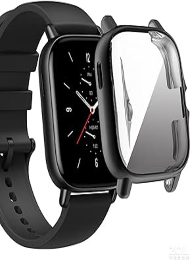 Next Next store Case Compatible with Amazfit GTS 2 Smart Watch, 360 Degree Ultra Thin TPU Screen Protector Full Screen Protector Waterproof Shockproof Case Cover (Black)