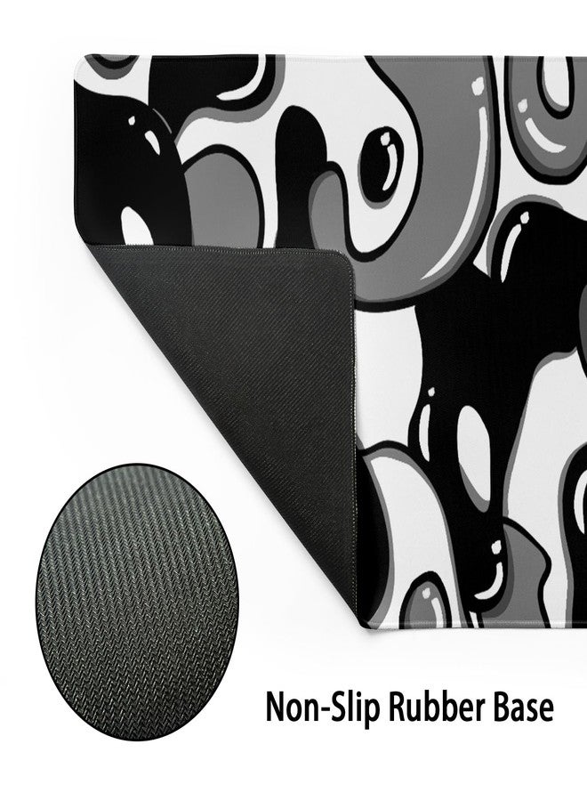 Granbey Black and White Mouse Pad 31.5”x11.8” Geometric Design Extended Large Mousepad Keyboard Mouse Mat Desk Pad Non-Slip Rubber Base Stitched Edge Large XXL Mousepad for Gaming Laptop Computer Desktop - Image 4