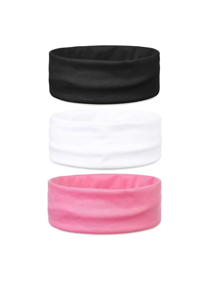 3 Pack Women’s Headbands – White, Black & Rose, Soft & Stretchy, Perfect for Yoga, Running & Sports - Image 4