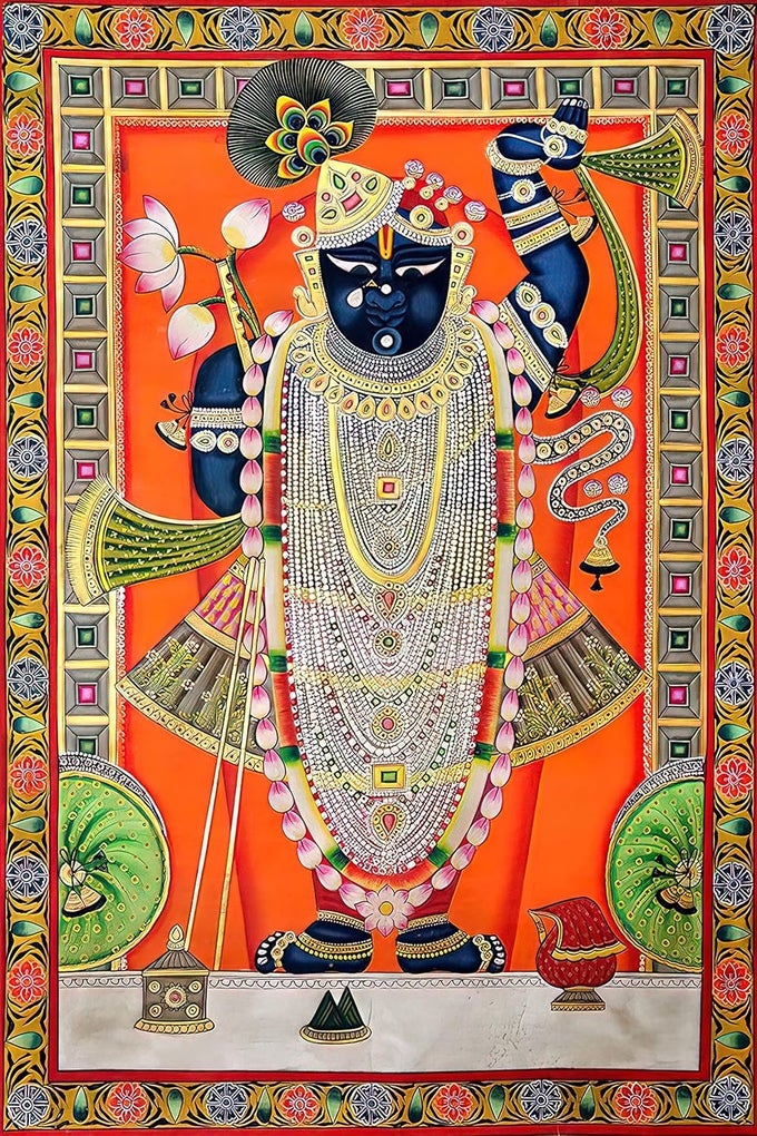 LORD SHRINATHJI NATHDWARA HINDU RELIGIOUS VINYL STICKER POSTER II 60CM X 90CM UNFRAMED II JICAN70053