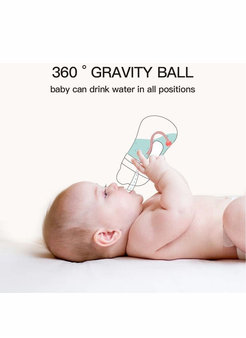 Excefore - Sippy Cups for Toddlers 250ML, 360° Water Leak Proof Weighted Straw Cup with Handle Water Bottle Soft Spout Learner Cup with Graduated Anti-choking Handle Water Bottle Drop-resistant Cup (Blue) - Image 1