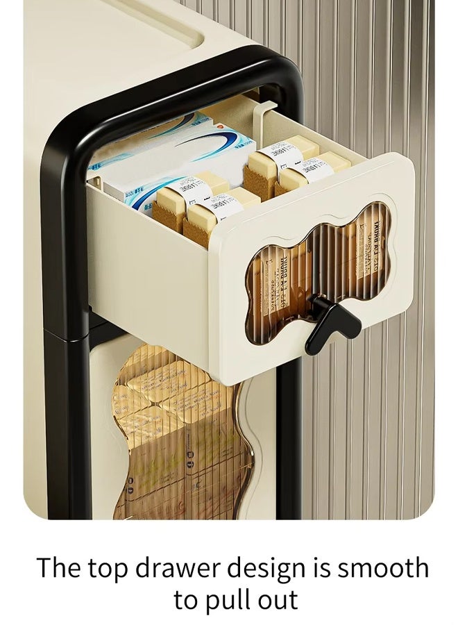 Vividorad 3-Tiers Slim Bathroom Storage Cabinet, Plastic Storage Cabinet with Wheels, Folding Storage Bins with Doors, 3 Tier Stackable Organizer, Plastic Waterproof Bathroom Organizer for Small Spaces, Stackable Cabinet Storage Containers,Kitchen, Laundry, Living Room,Dust-Proof and Moisture-Proof,Clothing,Shoes, Hats and Bags Storage Cabinet, Cosmetic Storage Box,Coffee, Milk, Drinks, Snacks Storage boxStrong Load-Bearing  - Image 3