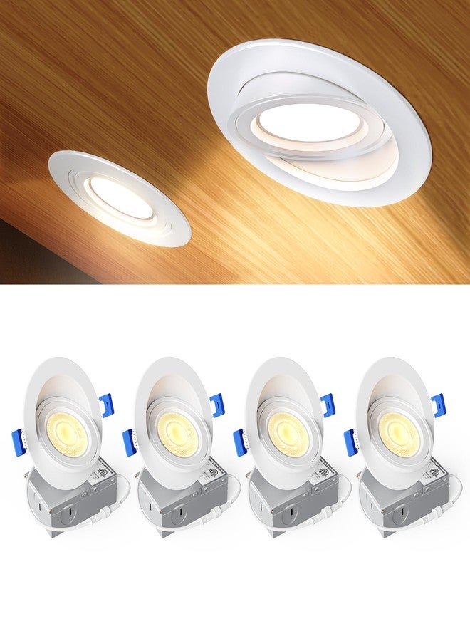 Ensenior 4 Pack 4 inch 5CCT LED Gimbal Led Recessed Light with Junction Box, 360°+90° Adjustable Directional Eyeball Lighting, Dimmable, 2700K/3000K/3500K/4000K/5000K, 950LM, 10W=85W-ETL&FCC - Image 1