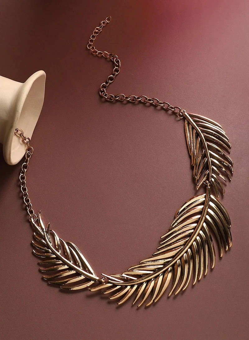 SOHI Statement Leaf Artificial Necklace Jewellery