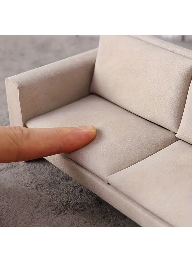 Double Sofa With Pillows And Blanket For 1 12 Dollhouse Miniature Living Room Decor - Image 5