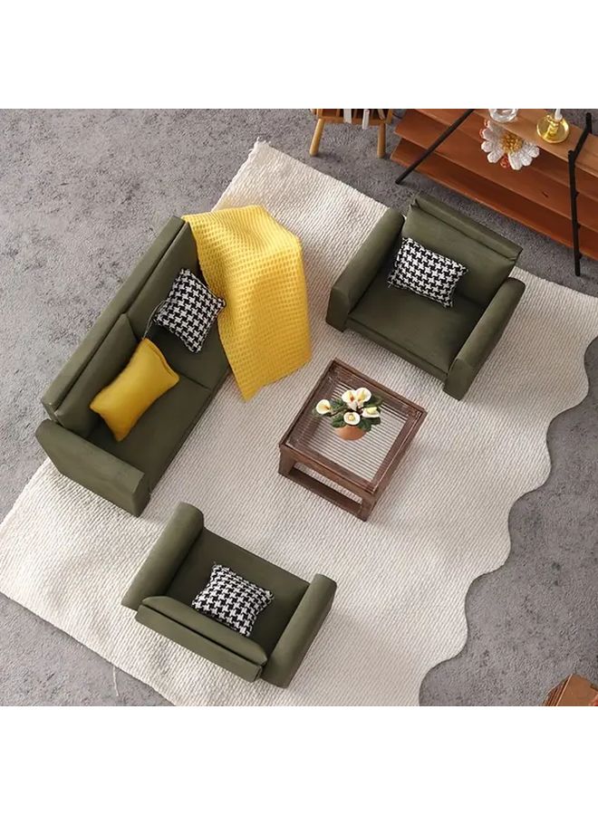 Double Sofa With Pillows And Blanket For 1 12 Dollhouse Miniature Living Room Decor - Image 4