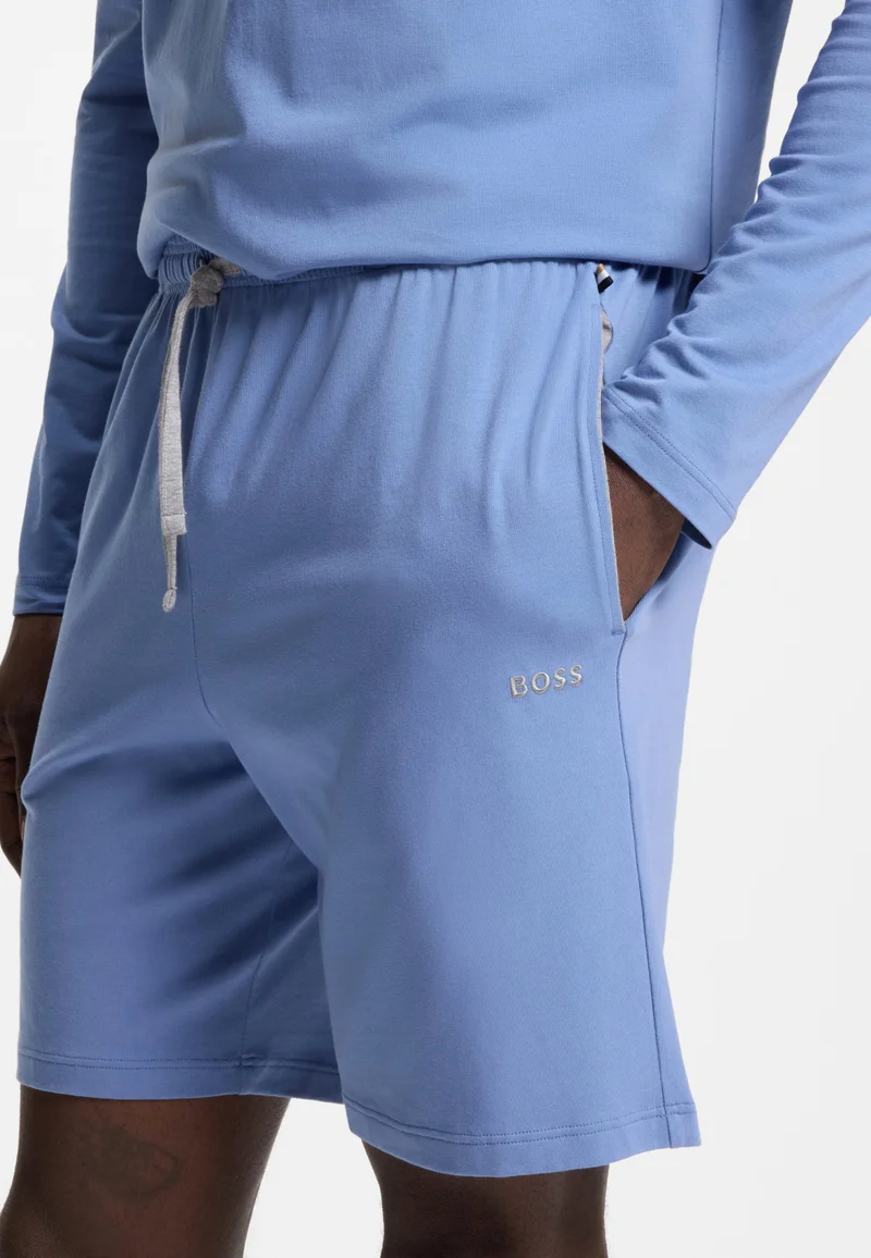 BOSS Light Blue Stretch-cotton shorts with embroidered logo for Men | Best Price UAE