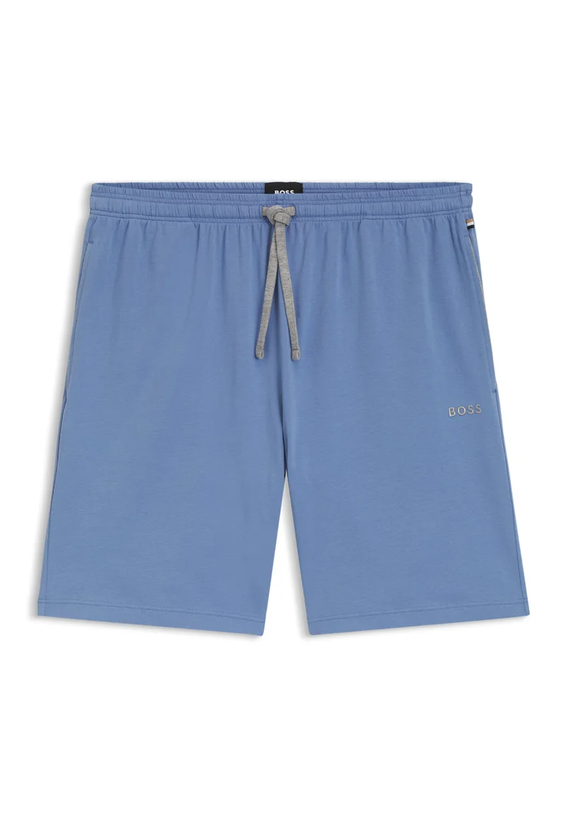 BOSS Light Blue Stretch-cotton shorts with embroidered logo for Men | Best Price UAE
