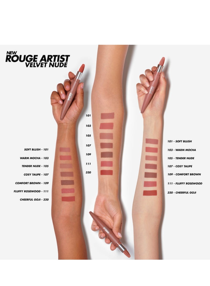 MAKE UP FOR EVER Rouge Artist Velvet Nude Soft Matte Lipstick- 105 Tender Nde, 3.7g - Image 4