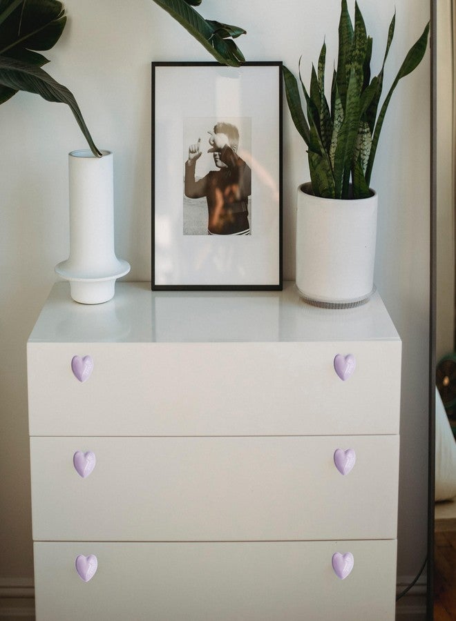 Perphin Ceramic Drawer Knobs Heart Shape Cabinet Dresser Pulls Handles with 3 Sized Screws, Kitchen Furniture Knobs for Closet Cupboard Wardrobe (10, Purple) - Image 4