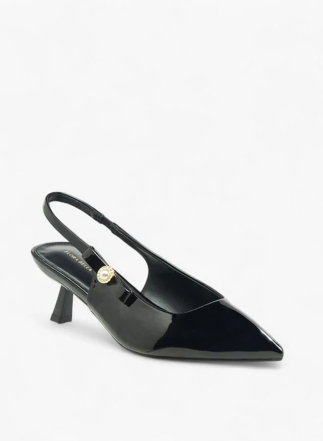 Flora Bella By Shoexpress Womens Bow Detail Flared Heel Slingback Shoes