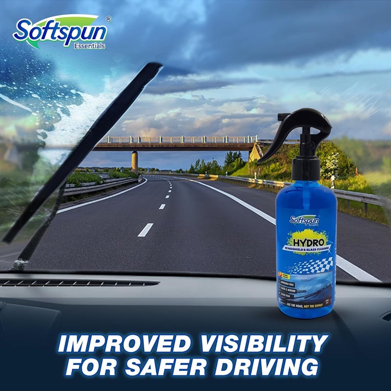 SOFTSPUN Essential Hydro Windshield & Glass Cleaner, 300ml, For Auto and Home, Streak-Free Shine on Windows, Windshields, Glass and Mirrors, Residue and Ammonia Free and Tint Safe. Improves Visibility - Image 2