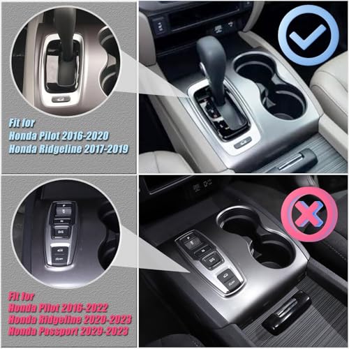 HIRUFAIT Gear Shift Panel Cover Trim for Honda Pilot 2016-2020/ Honda Ridgeline 2017-2019, ABS Automotive Center Consoles Cup Holder Cover Protector Accessories (Matte Black) - Image 3