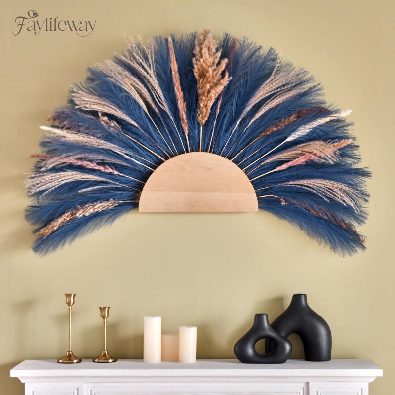 Faylifeway ðŸ±ðŸ¬ð™¥ð™˜ð™¨ Pampas Grass ðŸ­ðŸ³in, Faux Pampas Grass Home Decor, Artificial Pampas Grass Fluffy Floral Flower Arrangement for Party Wedding Dinning Hall (ð—•ð—¹ð˜‚ð—²) - Image 5