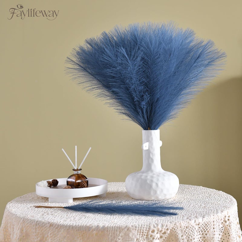 Faylifeway ðŸ±ðŸ¬ð™¥ð™˜ð™¨ Pampas Grass ðŸ­ðŸ³in, Faux Pampas Grass Home Decor, Artificial Pampas Grass Fluffy Floral Flower Arrangement for Party Wedding Dinning Hall (ð—•ð—¹ð˜‚ð—²) - Image 3