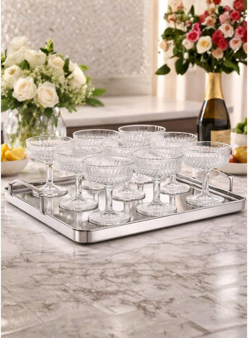 القناص طقم زبادي حلا 8 قطع من الكريستال الفاخر بقاعدة أنيقة | أكواب تقديم للحلى وايس كريم والفواكه - Image 4