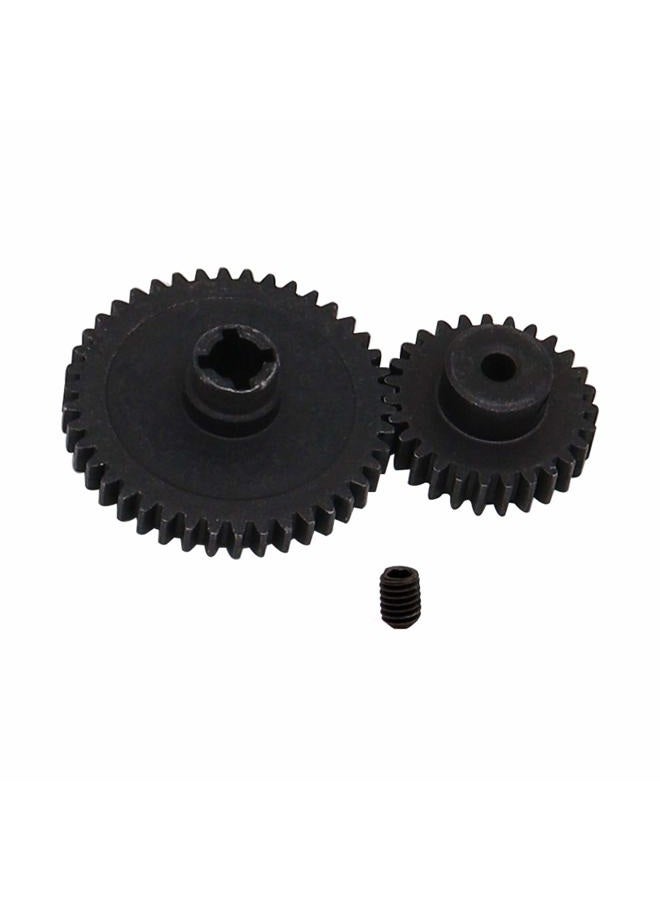 Treehobby Metal 42T Diff Main Gear Reduction Gear & 27T Motor Gear Pinion for WLtoys A959-B A969-B A979-B K929-B 1/18 RC Car Upgrade Parts (Black) - Image 1