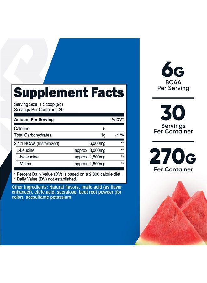 Nutricost BCAA Powder (Watermelon, 30 Servings) - Optimal 2:1:1 Ratio - Image 2