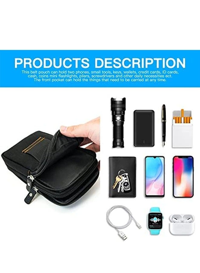 FASHION MANIA Canvas Travel Cell Phone Holster for iPhone 14 Pro Max 13 Pro Max  (Black) - Image 2