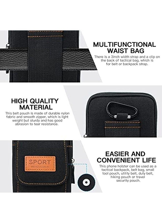 FASHION MANIA Canvas Travel Cell Phone Holster for iPhone 14 Pro Max 13 Pro Max  (Black) - Image 4