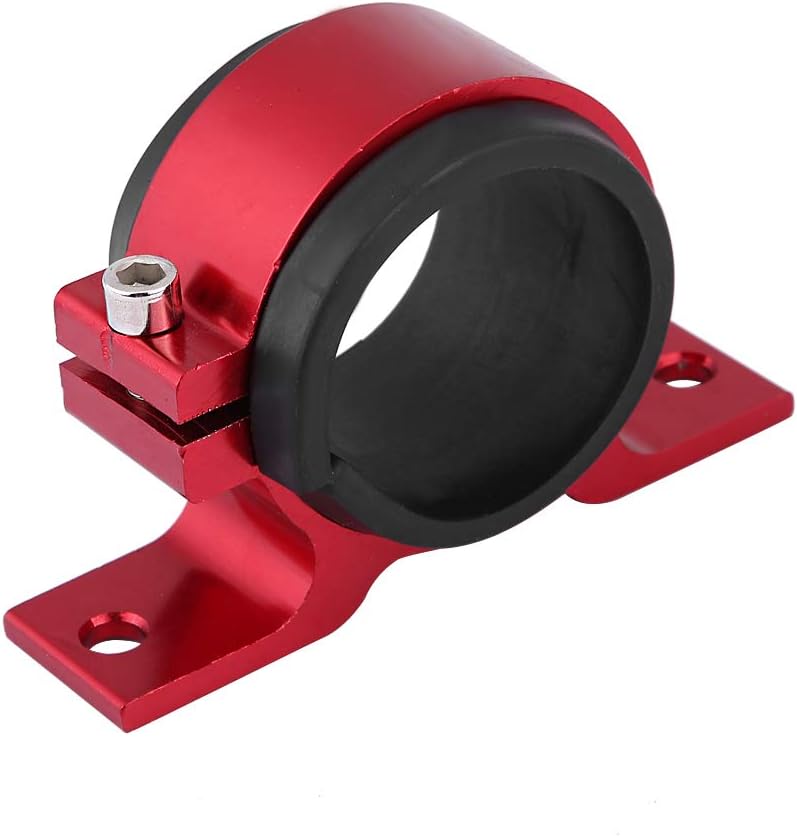 woobles Fuel Filter Mounting Bracket, Aluminum Alloy 50mm Car Fuel Pump Mounting Bracket Single Filter Clamp Cradle(Red) Red - Image 1
