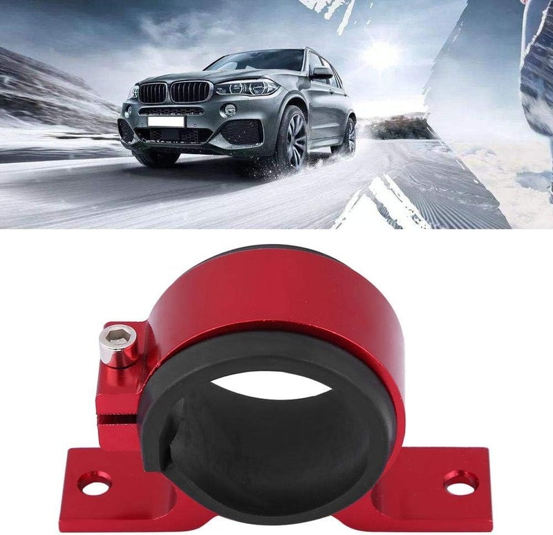 woobles Fuel Filter Mounting Bracket, Aluminum Alloy 50mm Car Fuel Pump Mounting Bracket Single Filter Clamp Cradle(Red) Red - Image 3