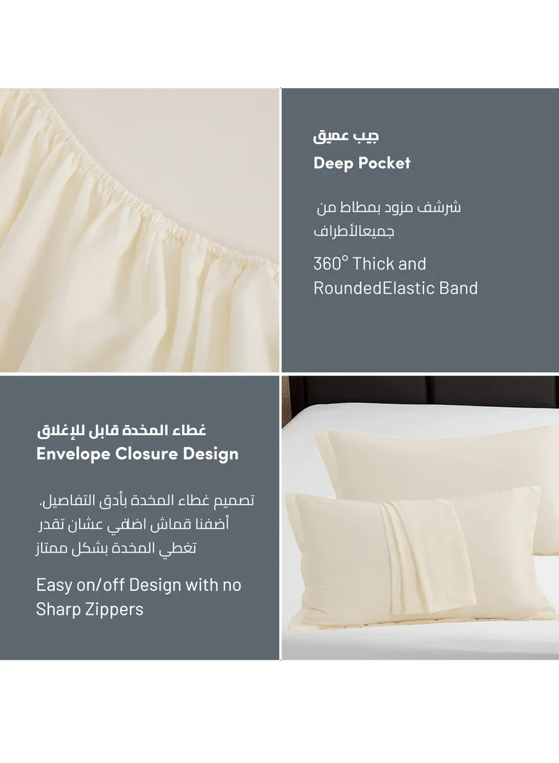 Donetella Bedding Fitted Sheet - Fits 90x190 Cm Bed For Single Bed 2 Pcs (1 Fitted Sheet and 1 Pillowcase) - 30 Cm Deep Pocket - Solid Bed Sheet