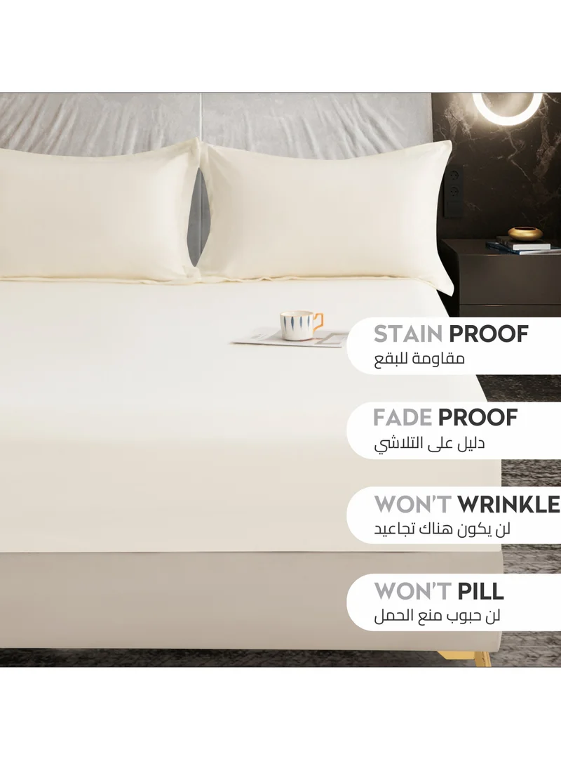 Donetella Bedding Fitted Sheet - Fits 90x190 Cm Bed For Single Bed 2 Pcs (1 Fitted Sheet and 1 Pillowcase) - 30 Cm Deep Pocket - Solid Bed Sheet