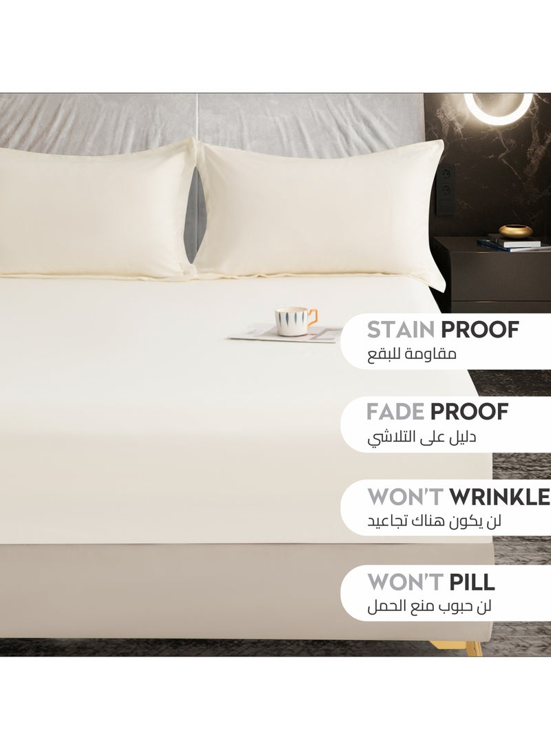Donetella Bedding Fitted Sheet - Fits 90x190 Cm Bed For Single Bed 2 Pcs (1 Fitted Sheet and 1 Pillowcase) - 30 Cm Deep Pocket - Solid Bed Sheet  - Image 4