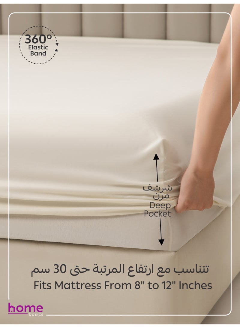 Donetella Bedding Fitted Sheet - Fits 90x200 Cm Bed For Single Bed 2 Pcs (1 Fitted Sheet and 1 Pillowcase) - 30 Cm Deep Pocket - Solid Bed Sheet - Image 4