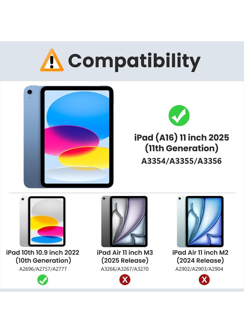 باروكس جراب لجهاز iPad (A16) الجيل الحادي عشر، وiPad الجيل العاشر، أسود  جراب لجهاز iPad مقاس 11/10.9 بوصة، موديلات 2025/2022، بتصميم نحيف وقاعدة للوقوف وغطاء خلفي صلب شفاف، يدعم Touch ID، ويدعم التشغيل/الإيقاف التلقائي عند فتح وإغلاق الغطاء - Image 2