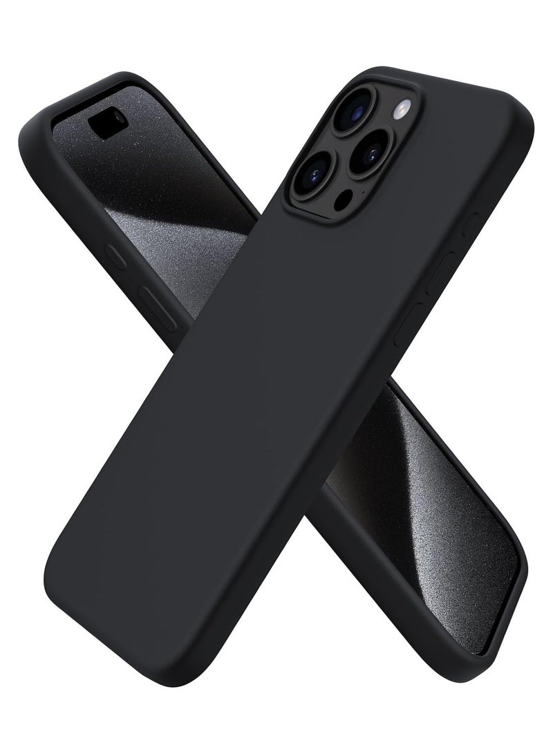 Compatible with iPhone 12 Pro Max Case 6.7 Inch Slim Liquid Silicone 4 Layers Soft Gel Rubber Shockproof Protective Phone Case with Anti Scratch Microfiber Lining (Black) - Image 1