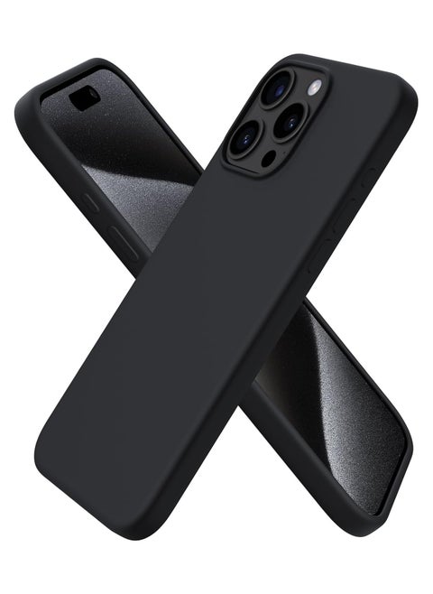 Compatible with iPhone 12 Pro Max Case 6.7 Inch Slim Liquid Silicone 4 Layers Soft Gel Rubber Shockproof Protective Phone Case with Anti Scratch Microfiber Lining (Black)