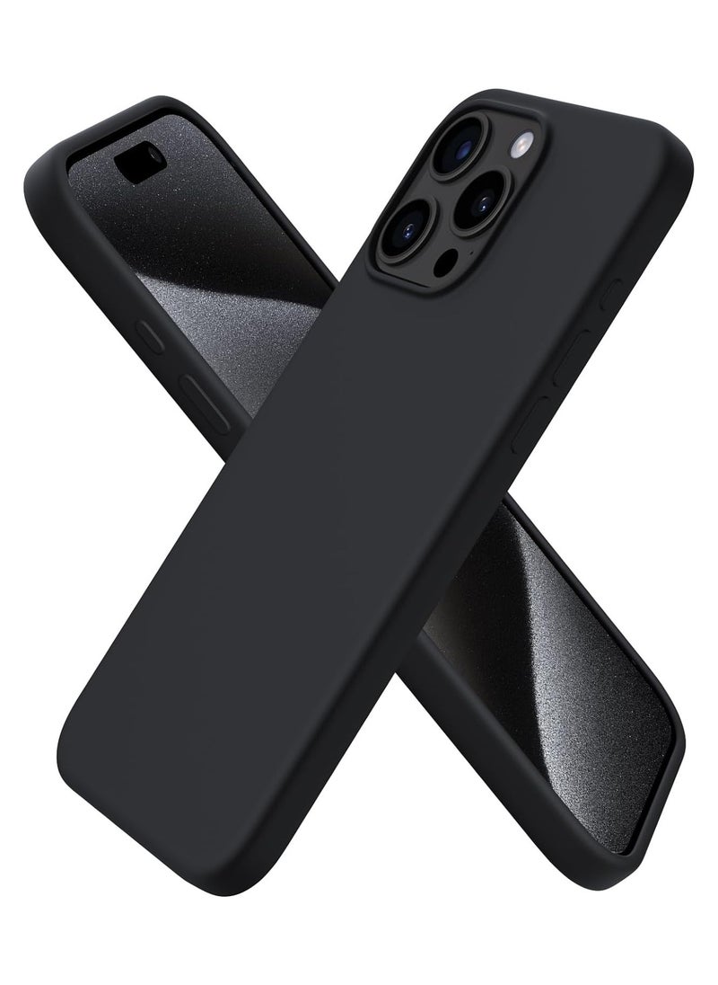 Compatible with iPhone 12 Pro Max Case 6.7 Inch Slim Liquid Silicone 4 Layers Soft Gel Rubber Shockproof Protective Phone Case with Anti Scratch Microfiber Lining (Black)