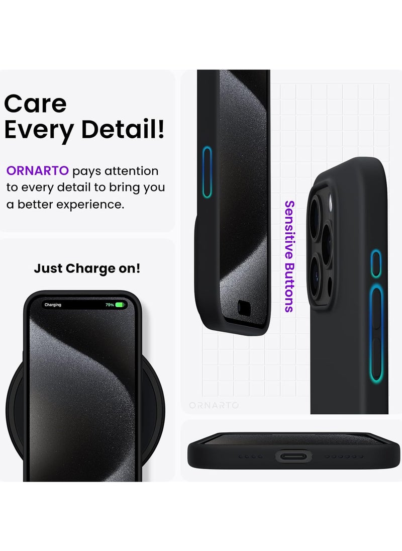 Compatible with iPhone 12 Pro Max Case 6.7 Inch Slim Liquid Silicone 4 Layers Soft Gel Rubber Shockproof Protective Phone Case with Anti Scratch Microfiber Lining (Black)