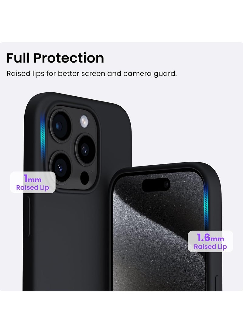 Compatible with iPhone 12 Pro Max Case 6.7 Inch Slim Liquid Silicone 4 Layers Soft Gel Rubber Shockproof Protective Phone Case with Anti Scratch Microfiber Lining (Black)