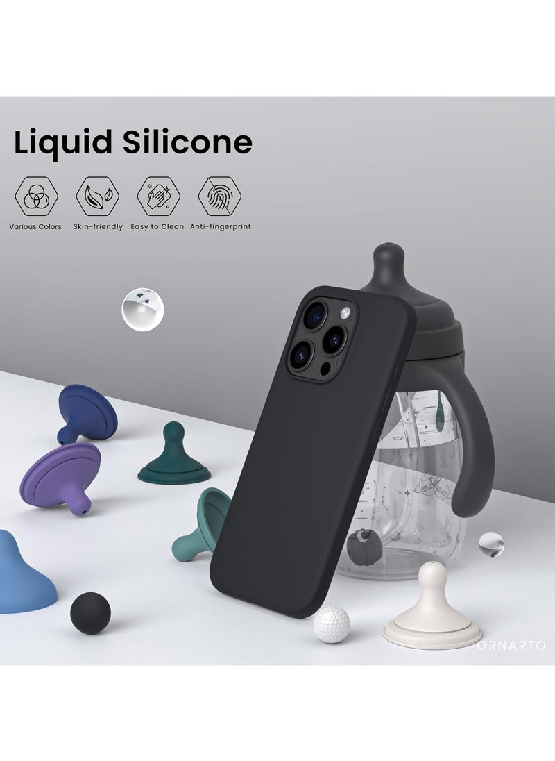 Compatible with iPhone 12 Pro Max Case 6.7 Inch Slim Liquid Silicone 4 Layers Soft Gel Rubber Shockproof Protective Phone Case with Anti Scratch Microfiber Lining (Black)