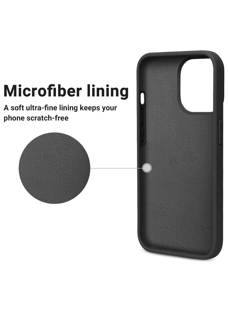 Compatible with iPhone 12 Pro Max Case 6.7 Inch Slim Liquid Silicone 4 Layers Soft Gel Rubber Shockproof Protective Phone Case with Anti Scratch Microfiber Lining (Black)