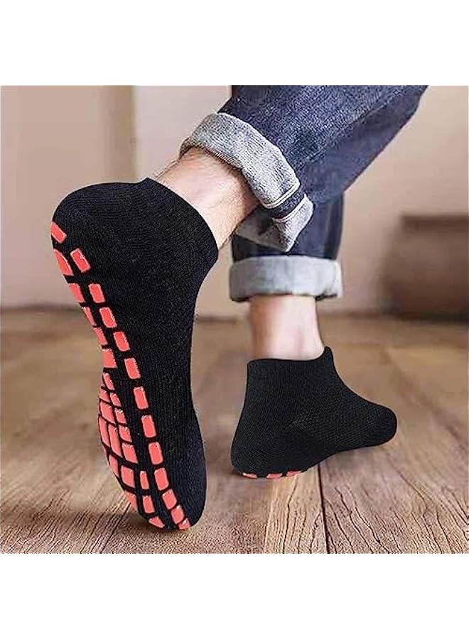 FYLX Men's 3 Pairs Non Slip Socks size up 36-42 for Yoga Pilates  Workouts black - Image 4