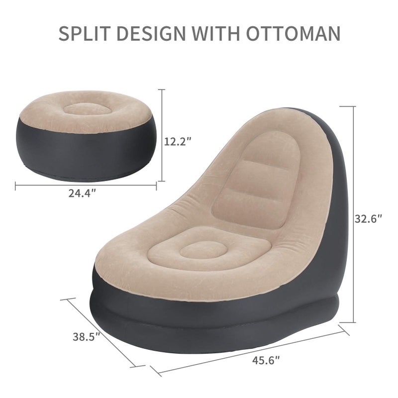 EchoSmile Inflatable Leisure Sofa, Family Folding Lounger with Inflatable Foot Cushion - Image 3
