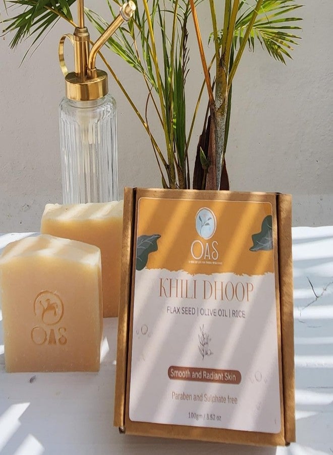 Oas Khilli Dhoop Skin Bar | Flaxseed Gel, Rice, Oilive Oil | Paraben and Sulphate Free, 100gm - Image 1