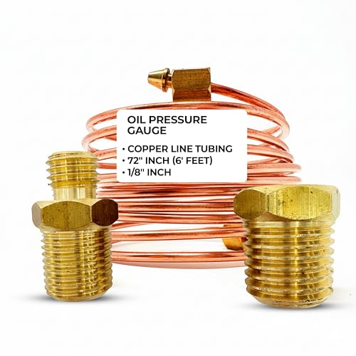 Sherco-Auto ShercoAuto 72 Mechanical Oil Pressure Gauge Line Copper Tubing Kit Set of Copper Tube Threaded Fitting Parts Universal Fit for CarTruckTractor Equipment - Image 1