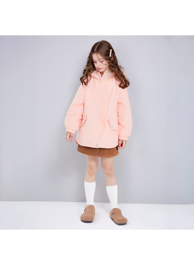 DEESHA 【3-in-1 نسيج مبطن بالفرو】 سترة صوفية للفتيات ذات قلنسوة شتوية بحجم متوسط إلى كبير للأطفال في الخريف/الشتاء - Image 4