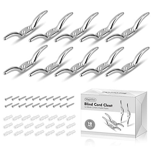 Magicfour Blinds Cord Cleat Baby Safety Rope Cleats, Small Rope Cleat Holder Zinc Alloy Cord Cleats, Blind Hook Winders with Screws for Roman Shade Curtains Sun Shades Ropes(10 Pack) - Image 1