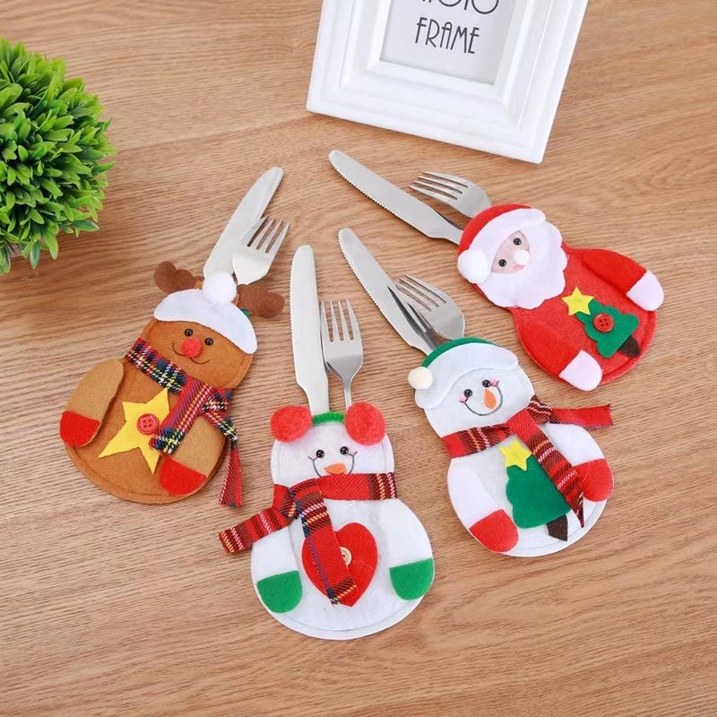 Christmas decorations, Christmas table decorative tableware sets, Santa Claus and snowman and fork covers,  and fork cap covers - Image 2